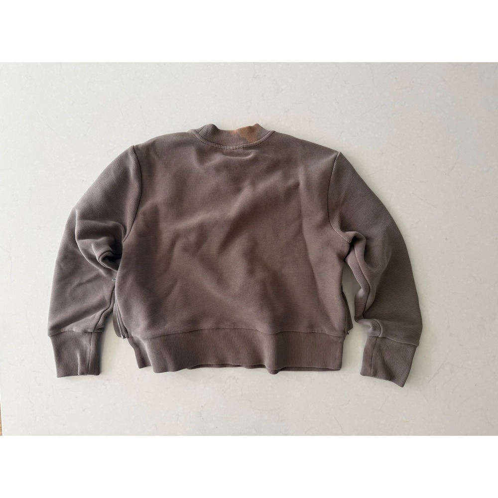 Varley Cleon Sweat Ottoman Ribbed Side Zip Pullover Sweatshirt Brown VAR00782 - Picture 2 of 9